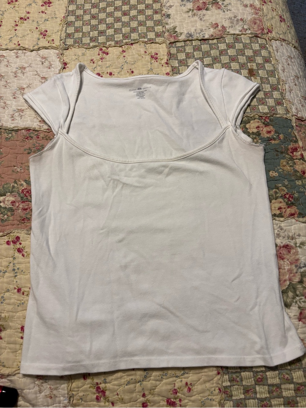 Brandy Melville White Scoop Neck Short Sleeve Top